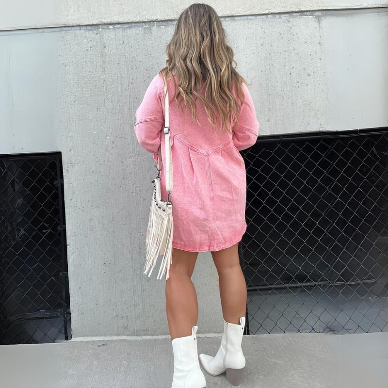 Havana Breeze | Robe en denim à manches bouffantes