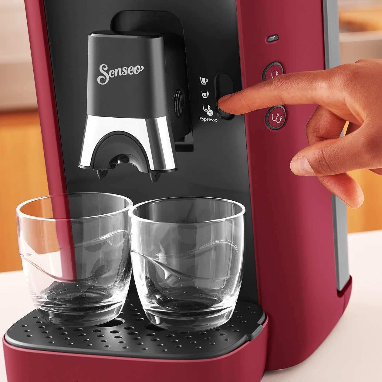 Domestic Appliances Eluxor Maestro Machine à Café Dosettes avec Réservoir d'Eau de 1,2 Litre, Rouge, &nbsp;CSA260/91