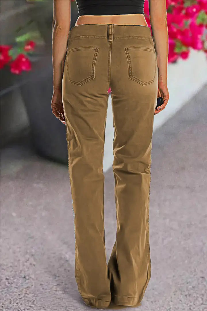 Roch | Pantalon droit à taille mi-haute avec double bouton