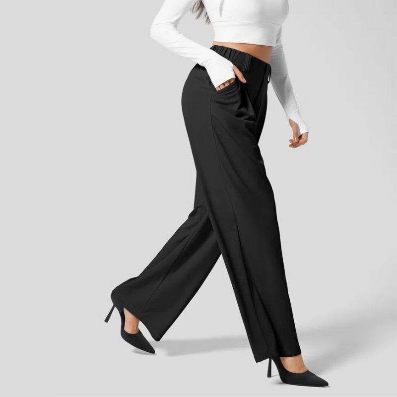 Diane | Pantalon Taille Haute en Tissu Extensible à Motif Gaufré