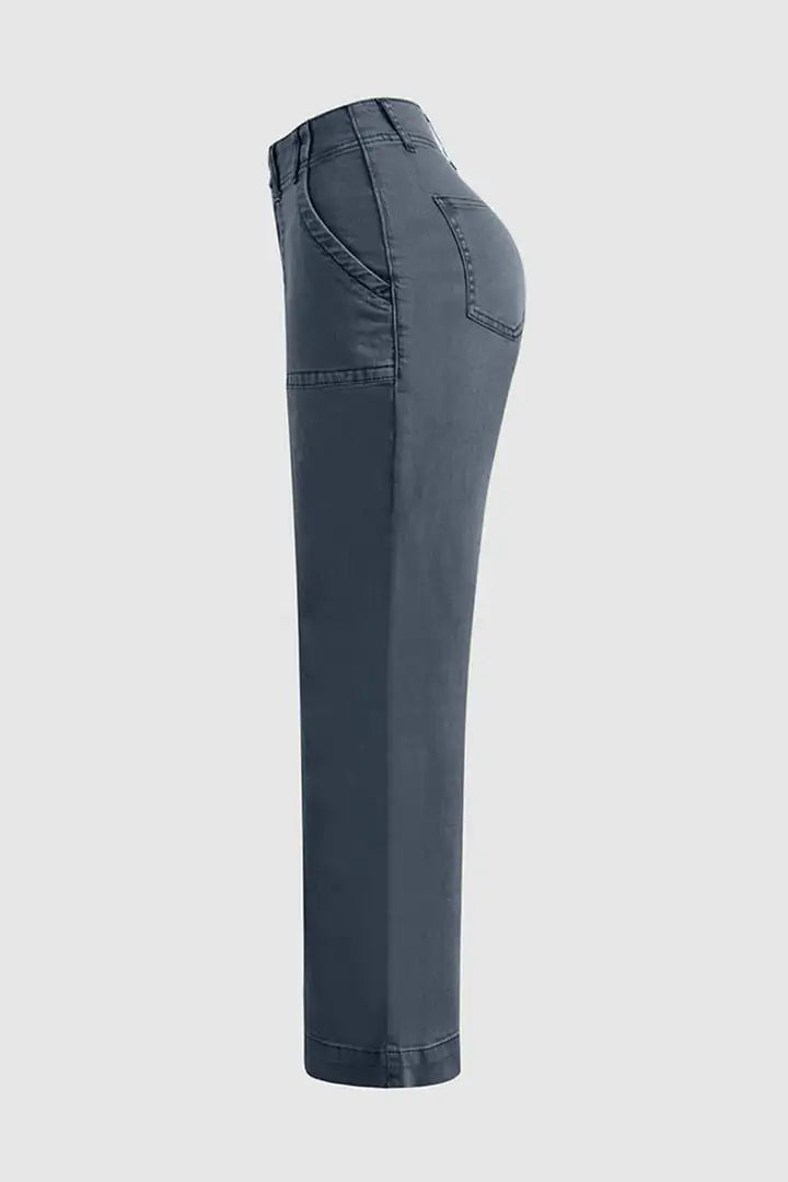 Roch | Pantalon droit à taille mi-haute avec double bouton